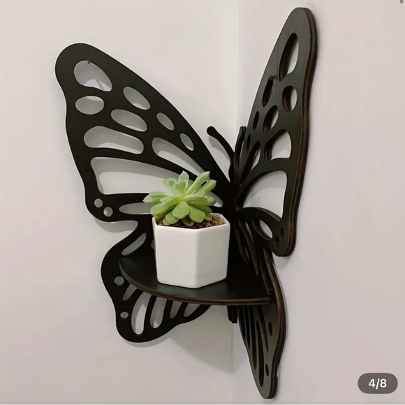 Black Butterfly Corner Wall Shelf - Picture 2 of 3